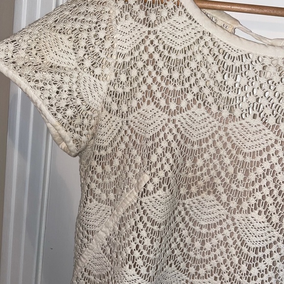 LOFT Cream Laced Sleeved Mini Dress - Picture 3 of 4